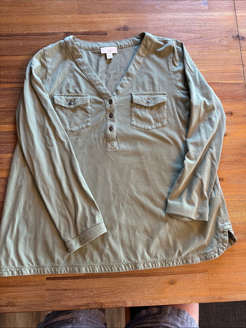 J. Jill Olive Green Long-Sleeve Henley Top